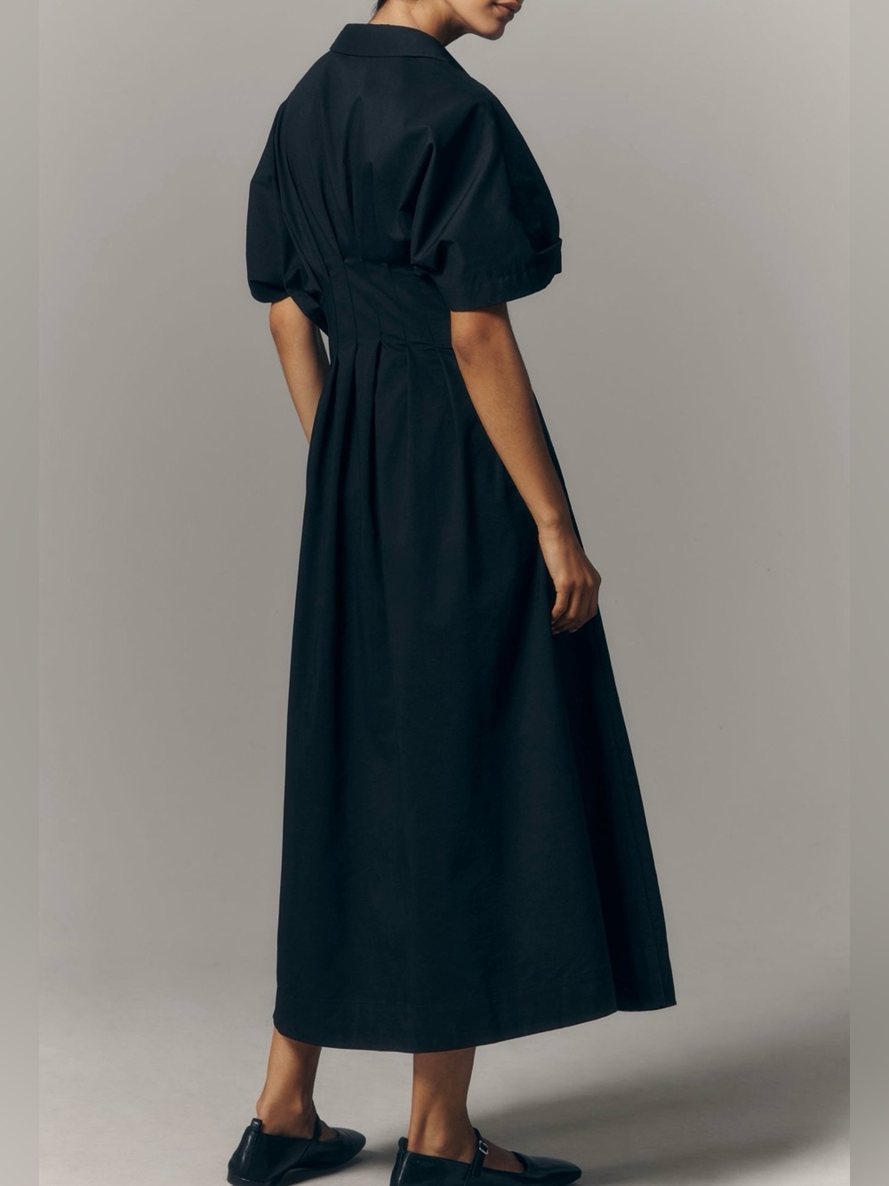 NWT Anthropologie Exquise Tobie Shirt Dress in Black Size Medium - Picture 2 of 10